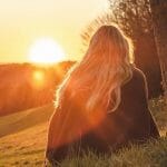 lady watching sunset